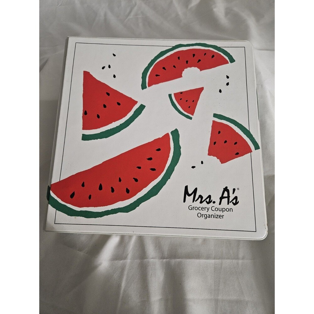 Vintage Mrs. A's Grocery Coupon Organizer 2004 Watermelon Design Binder Like New